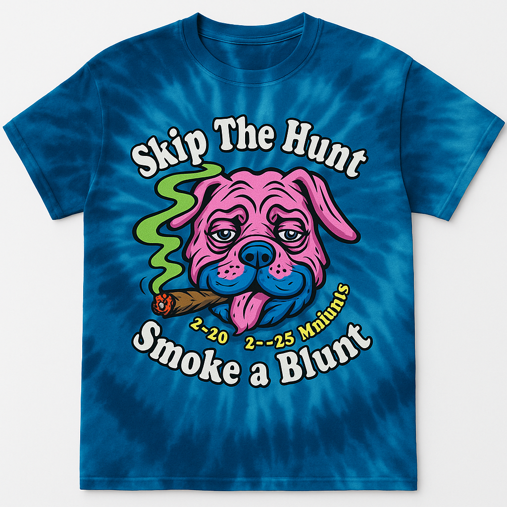 Skip The Hunt Smoke a Blunt Tie-Dye T-Shirt β Funny 420 Weed Shirt for Stoners
