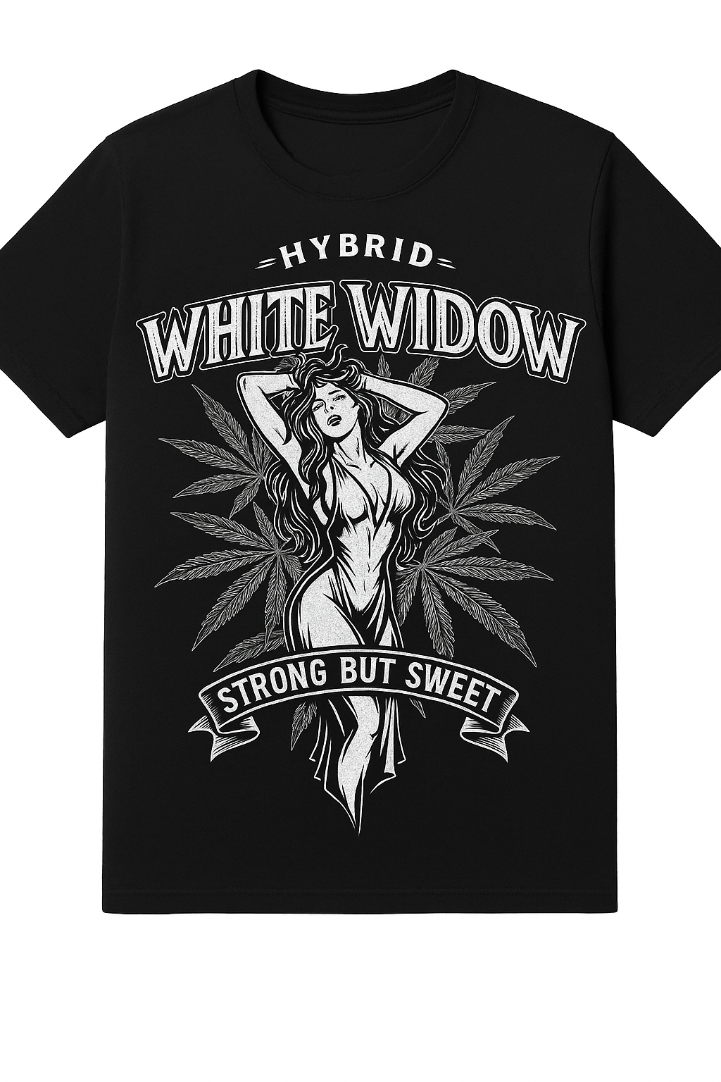 Seven Leaf White Widow Strain Black T-Shirt – Men’s